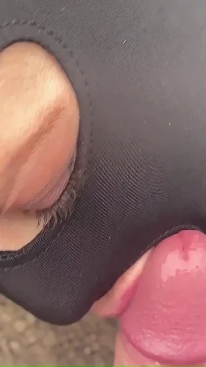 Risky Outdoor Blowjob by the Lake Red Shiny Downjacket Fetish 316 Clip 2