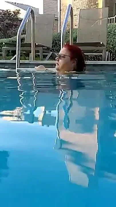 Watch BBW Nurse Vicki Exercise in Pool with Underwater Camera See My