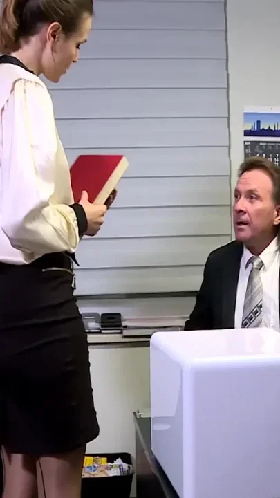 Horny brunette gets anally banged in the office