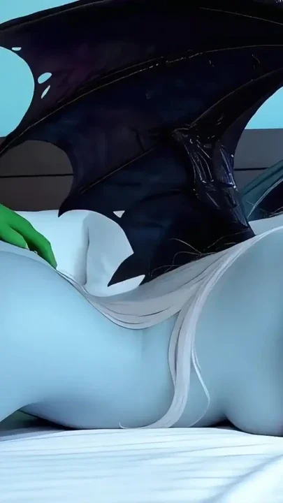 Blue devil girl and red devil man perfect blowjob 3P multiple people Clip 1