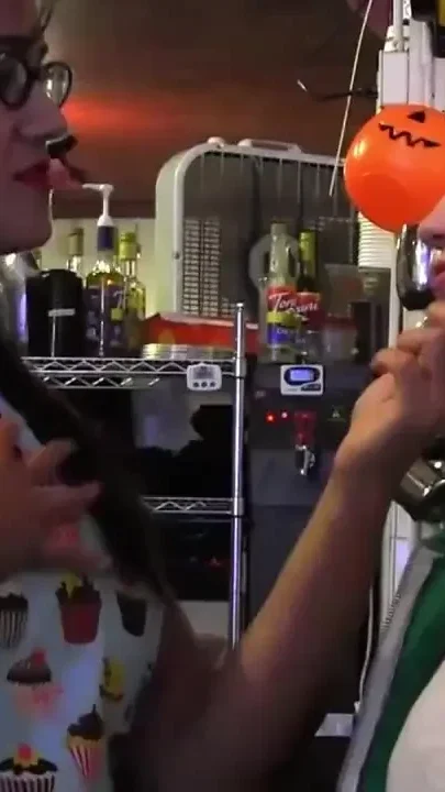 Dirty lesbian hits on her young colleague in a fast food diner
