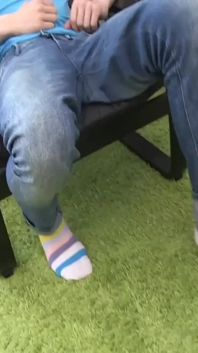Skinny cock craving boy Liam masturbates on his couch