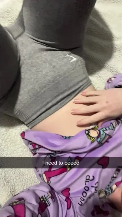 Cute girl cant hold pee and floods her leggings