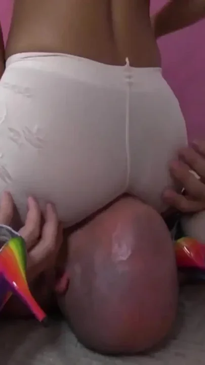 White pantyhose squeezing nose