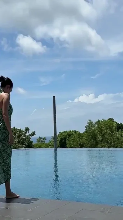 Sunbathing at the Public Pool in Micro Bikini Boobs Pussy