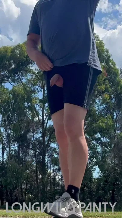 Straight guy playing outdoor basketball dick out in public