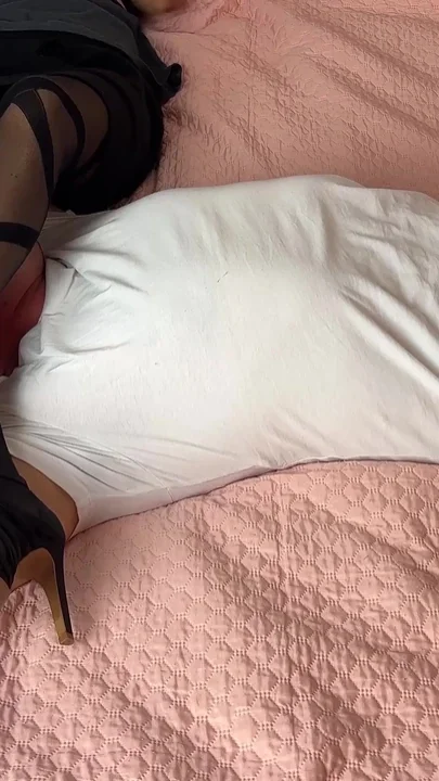 Tied Slave Under Her Legs in Pantyhose - Domination Humiliation