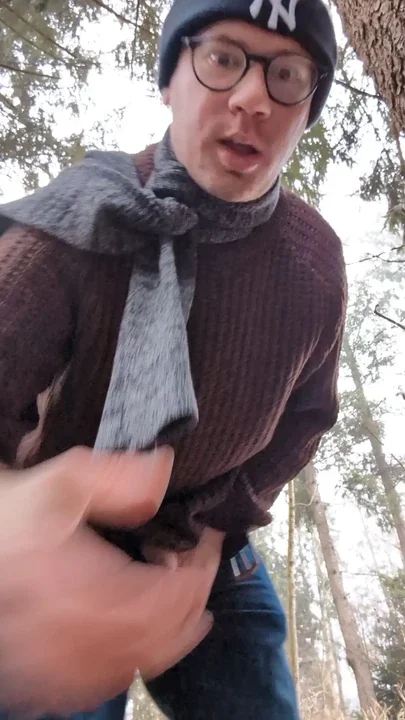 Piss a horny jet in the forest
