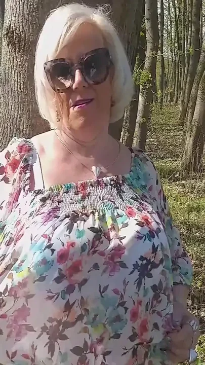 Granny Shows Her Horny Wet Holes Outdoors