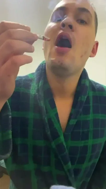 Cigarette extinguished on tongue extreme smoking masochistic fetish pain smoking