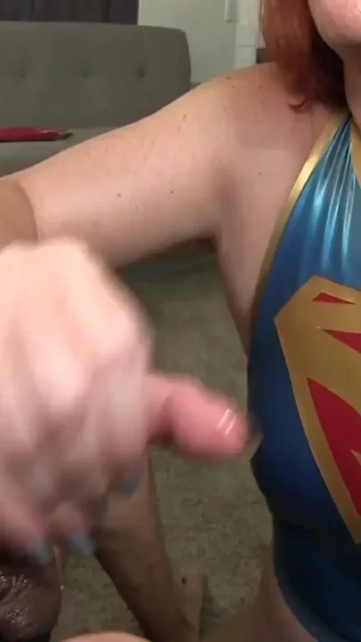 Latex Supergirls Small Cock Handjob