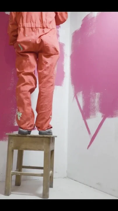 Skinny Tattooed Girl Work Wear Gets Horny Painting Solo Masturbation Anal Gapes Squirt