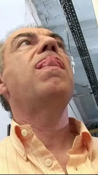 Older dude gets a blowjob in the bathroom by a younger teen