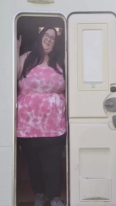 SSBBW Vs Tiny caravan door