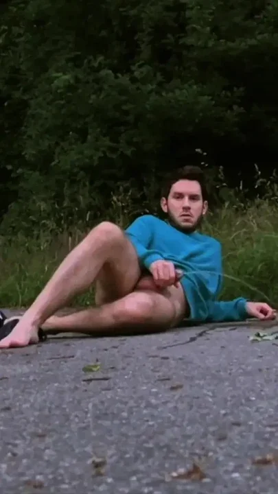 Caught pissing and jerking off outdoors - gay public exhibitionist Clip 1