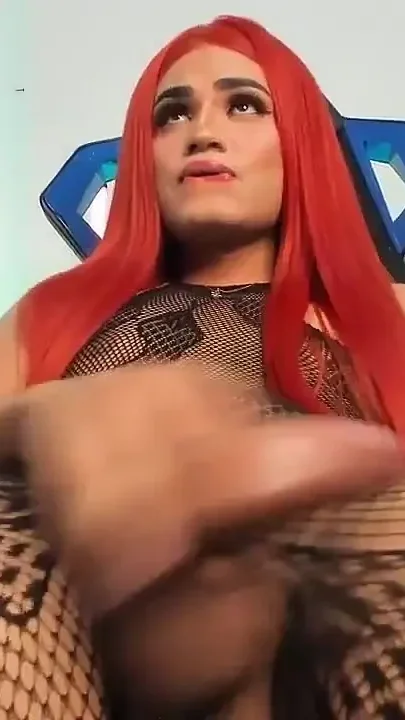 Latina Trans Girl in Pantyhose Masturbates Her Hard Cock Online