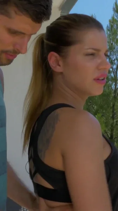 Busty Angel Rivas fucks her personal trainer on the balcony