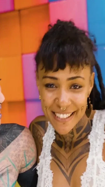 Tattoo Lesbians Hard Fuck with Strap-on - Squirting and Piss