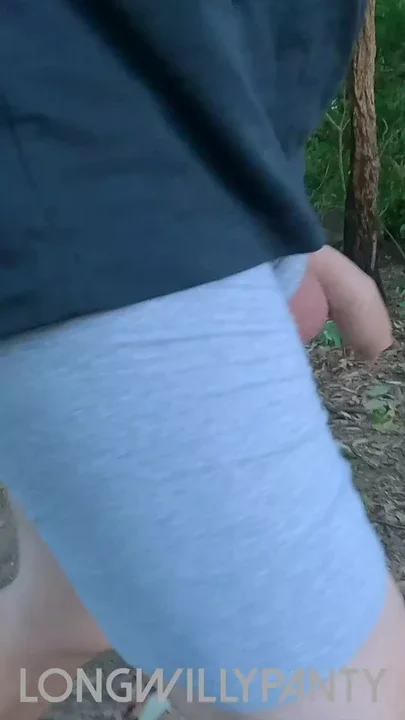 Straight guy flashing his uncut cock