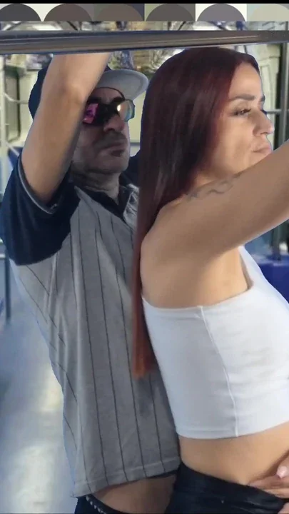 ATTENTION This perverted thigh is crashing girls from behind on the bus Clip 1