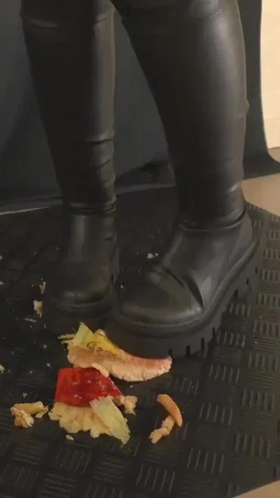 Crushing Your Dinner in High Fall Boots - Junk Food Clip 1