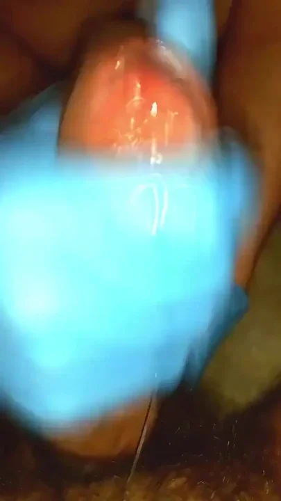 Gloved handjob & a finger in my ass make me shoot a big load MUST SEE THIS HUGE