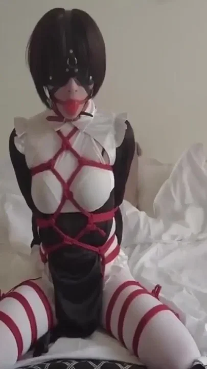 Mz17 - a White-stockinged Nun Bound by a Red Rope a Nautical Restraint