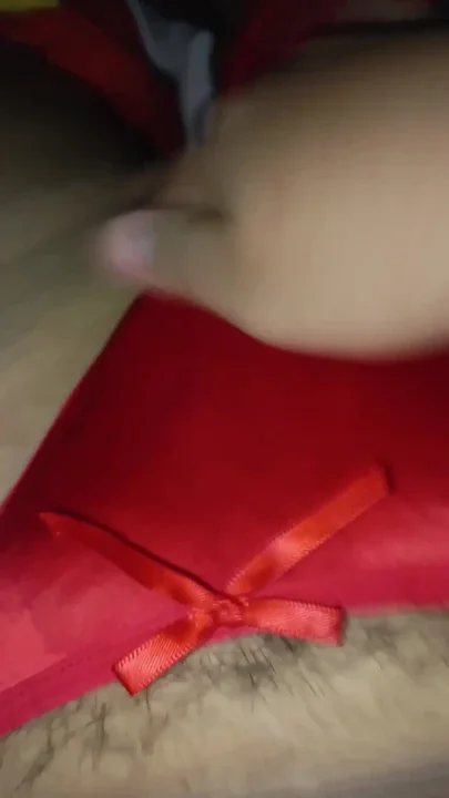 Cumming Im Wife's Red Silky Thong for the 5th Time