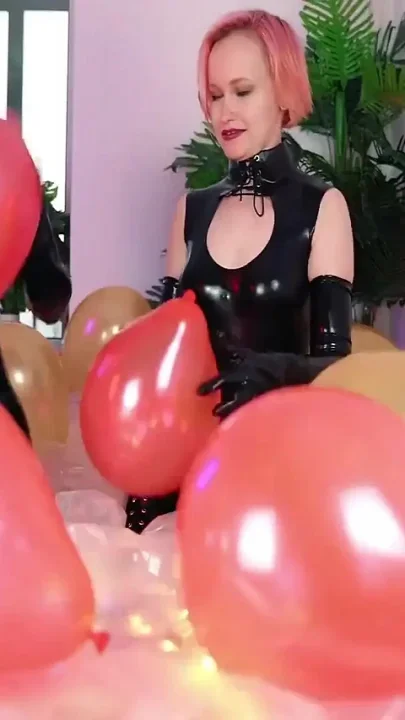 Looney Fetish Air Balloons Lesbian Fun in Latex Rubber Costumes