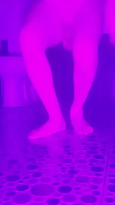 Pretty Femboy Having Bath Colorful Lights Ambience Big Natural Tits