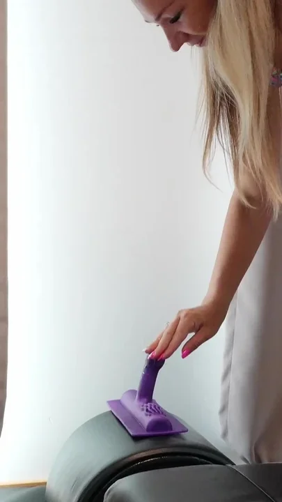 Horny Babe Riding with Sybian After Night Club and Squirting
