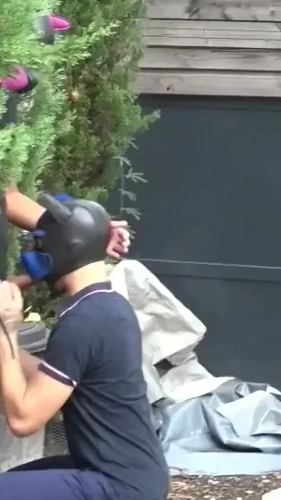 Amoing Exhib with Boys Inpuppy Fucking Bareback in the Garden
