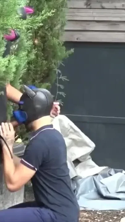 Two sexy guys fucking raw in exhib outdoor garden