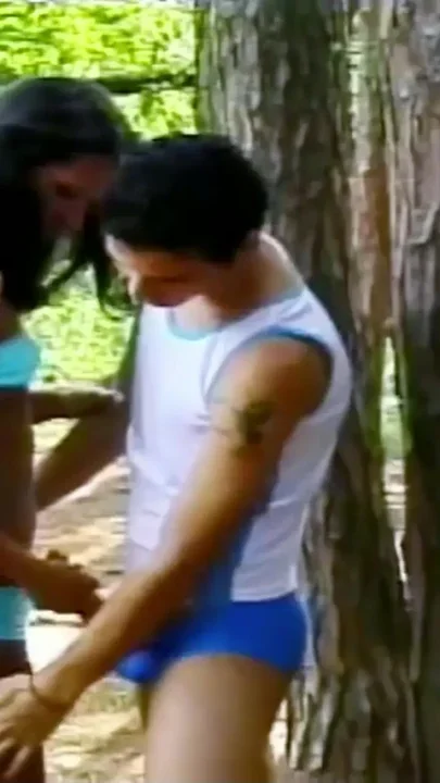 Latino Ladyboy with a Thick Cock Fucked Anally Outdoors by Guys
