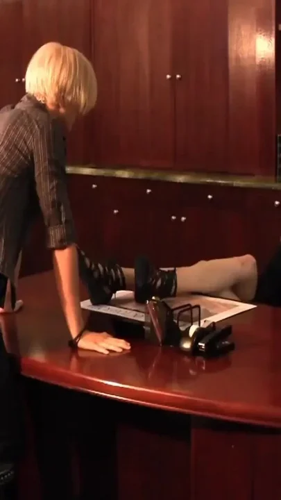 Lesbian nylon sex on table