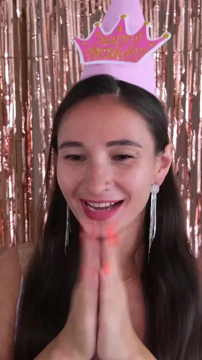 Birthday Girl Enjoy Super Creamy Cake with Candle