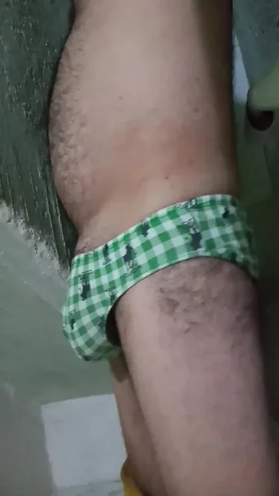 In the bathroom with green underwear 2