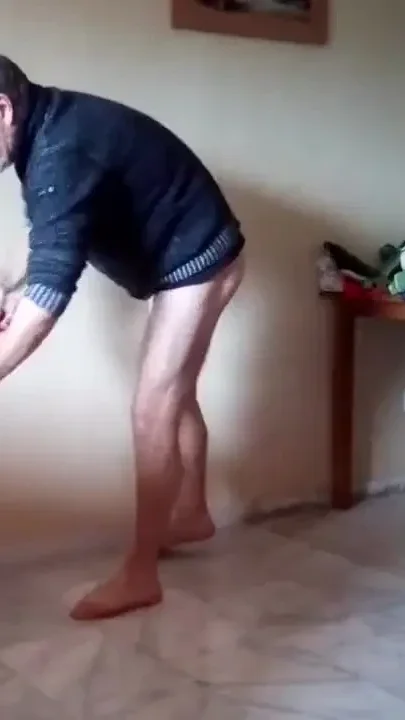 John is whiping the floor naked on the bottom