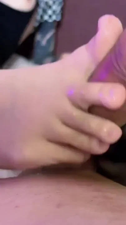 POV nylon footjob cum on little feet of a alt girl Clip 2