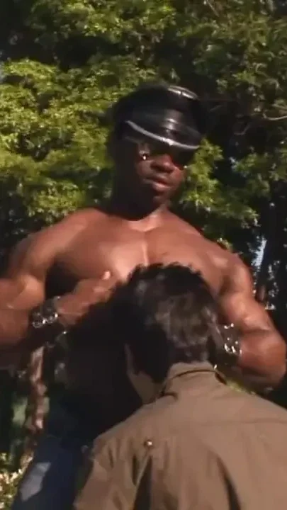 Muscly black man fucks a submissive white boy