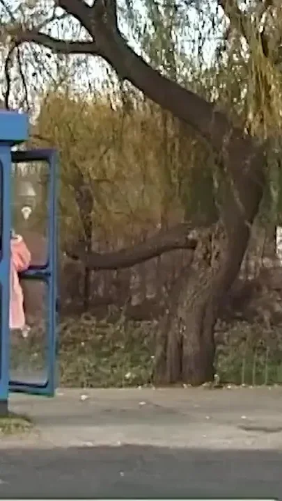 Nylon woman peeing on street