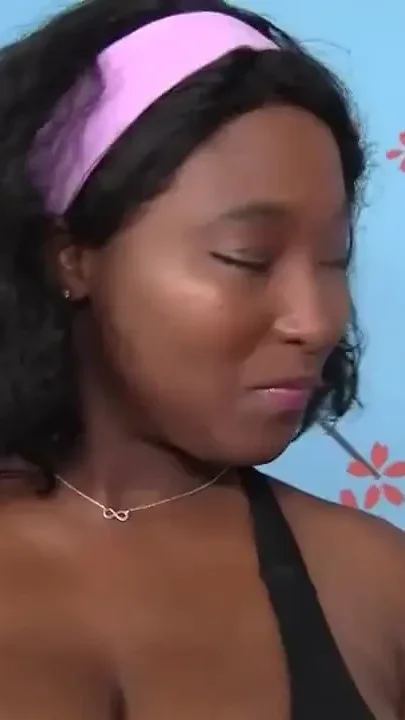 Ebony princess with big boobs takes a white hard cock