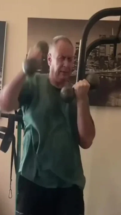 Fit Old Man Masturbating After Workout