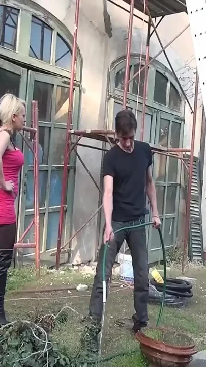 Busty Italian MILF Gets Fucked by 2 Big Cocks Outdoors