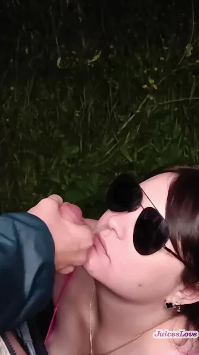 Huge facial in forest Real amateur cumslut