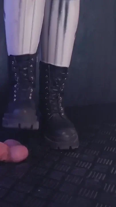 Testing Your Cock and Balls Durability with Two Pairs of Combat Boots - Cock