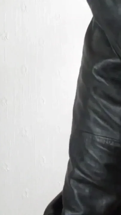 Wanking in leather