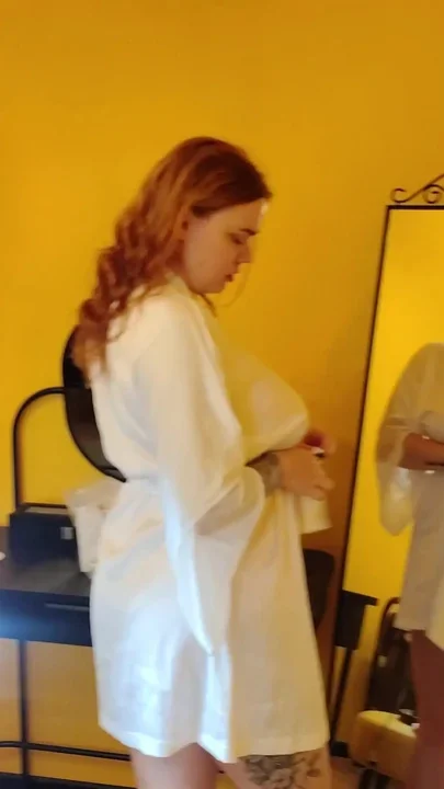 A Smoking Busty Woman Blows Her Stepson