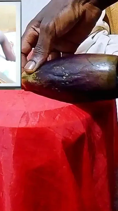 Fucking egg plant and feeling as real pussy while watching porn movie all what I