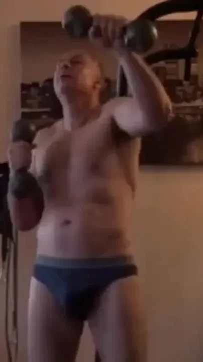 Mature Man Workout Smoking and Jerking